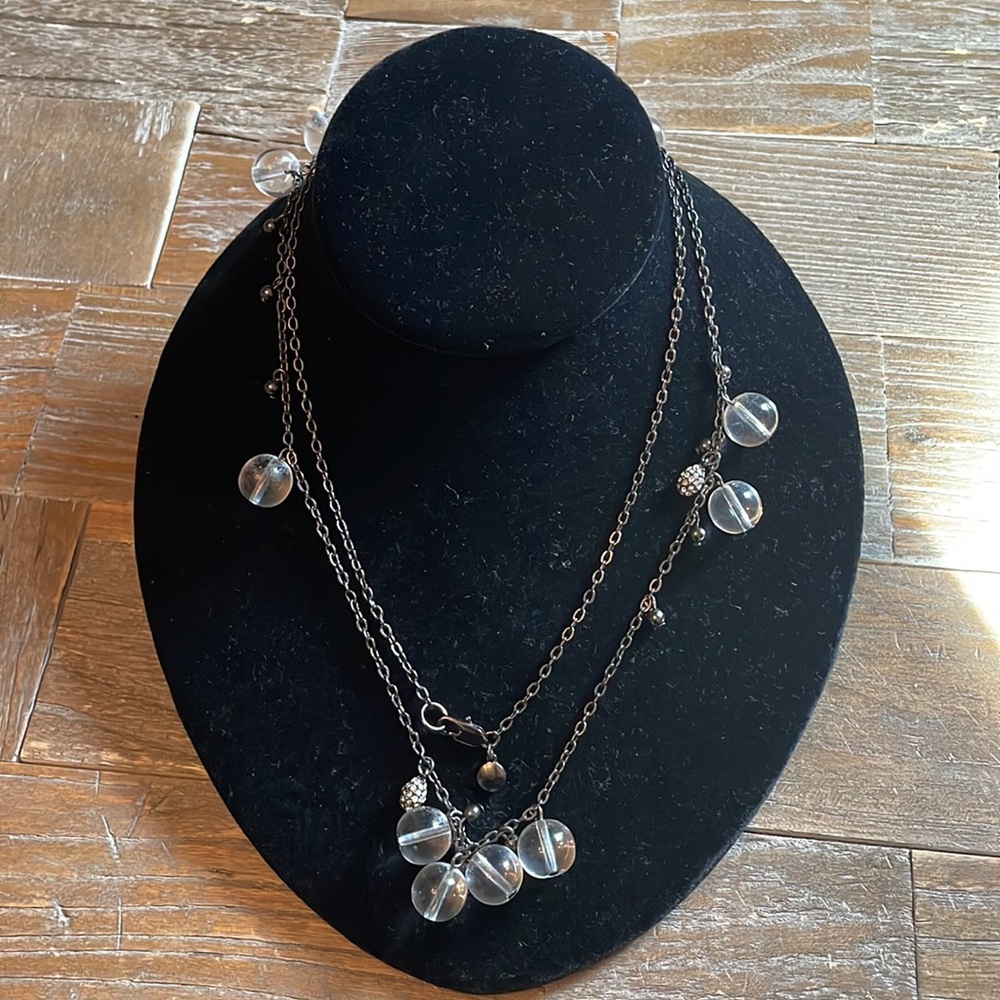 J. Crew Long Gunmetal Multi Bead Necklace🖤